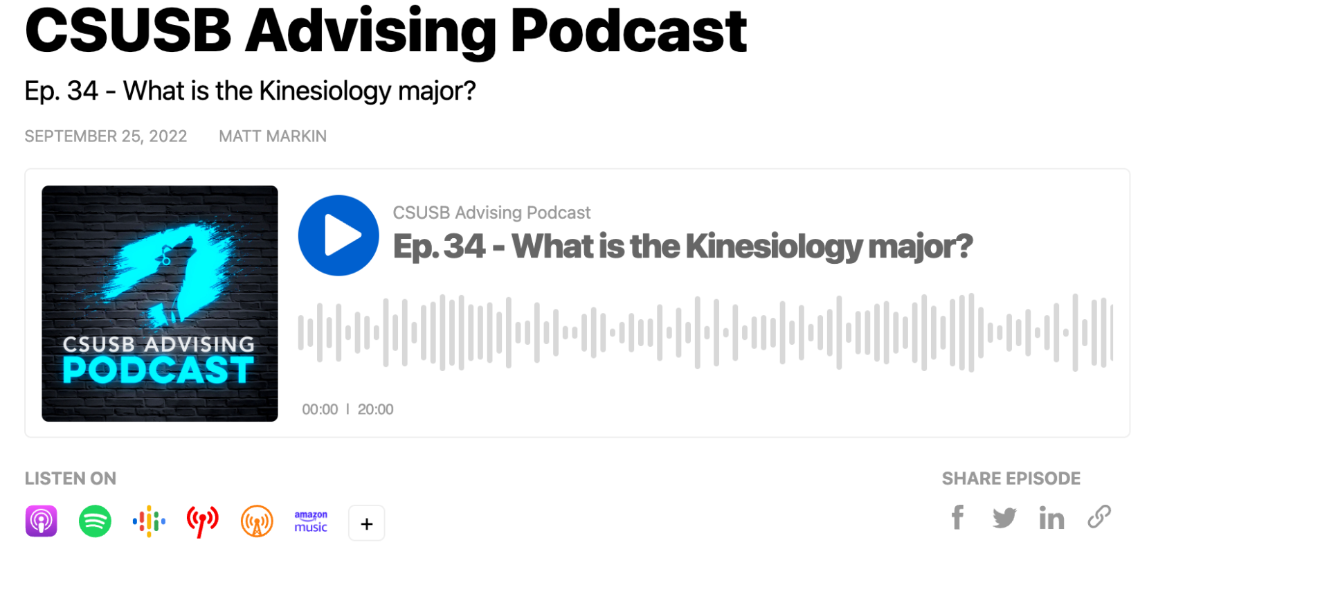 Advising Resources Department of Kinesiology CSUSB